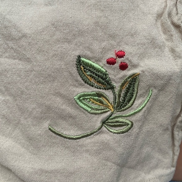 Dinner Table cover tablecloth and 12 table napkins berry linen blend set tan red - Picture 2 of 9